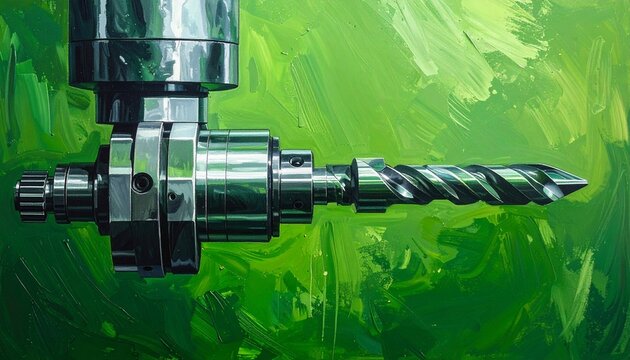 Precision metal milling cutter in industrial workshop.