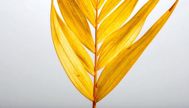Elegant Golden Palm Leaf Detail Isolated on a Light Neutral Background