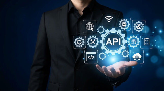 API application programming interface technology integration software development concept