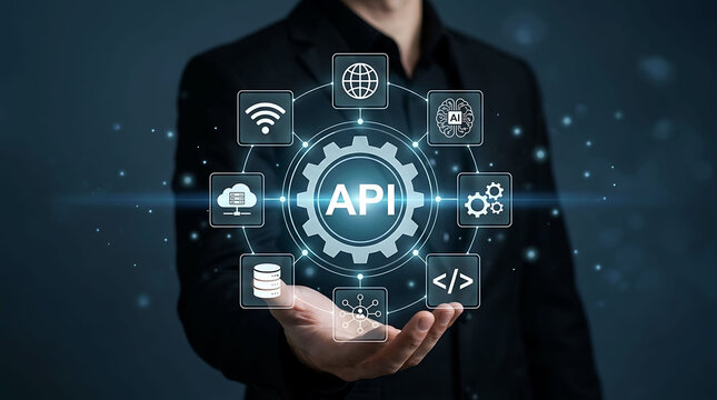 API application programming interface technology integration software development concept