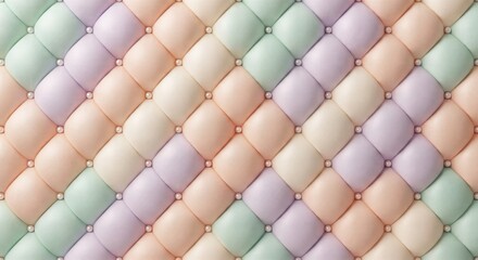 Naklejka premium Pastel colored quilted fabric texture with pearl buttons for luxury interior design.