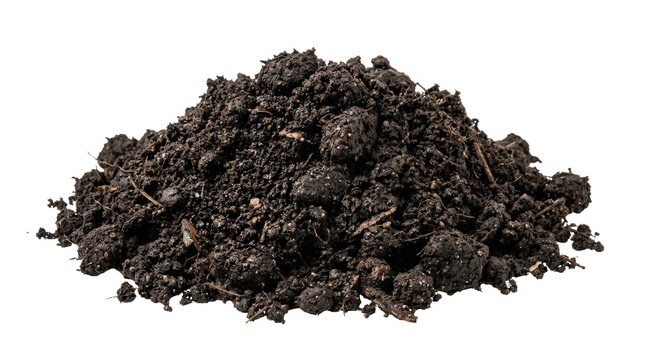 Pile of rich dark soil with organic matter for gardening and agriculture.