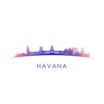 Havana skyline silhouette. Vector design colorful illustration