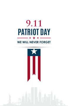 Patriot day vertical banner. Bold design featuring emotional tribute to September 11, highlighting patriotism and remembrance. 