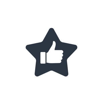Thumbs up icon inside a star for rating and feedback