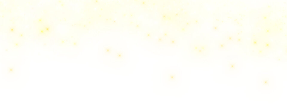 Glittering golden dust and sparkling lights on a transparent background. Magic glow particles and star shine effect for Christmas, holiday and festive party design. PNG image