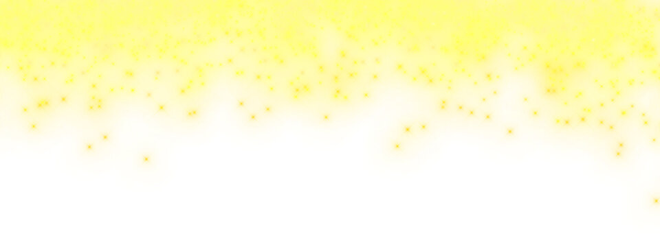 Glittering golden dust and sparkling light particles on a transparent background. Magic glow and star shine effect for Christmas, holiday and festive party design. PNG image