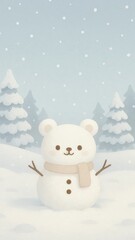 Obraz premium Cute snowy bear mobile wallpaper