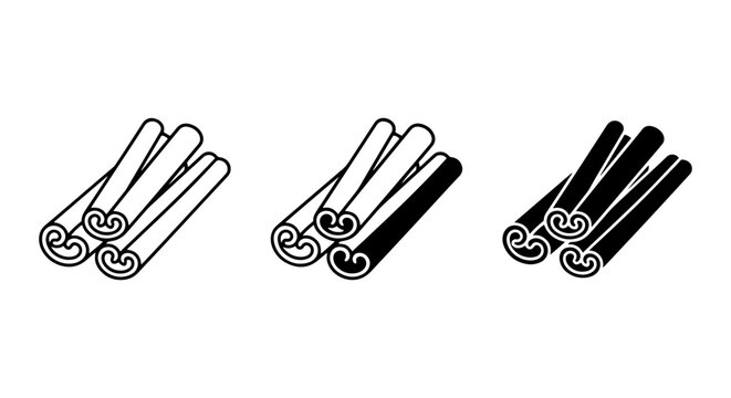 Cinnamon Stick Vector Icons, Spice Rolls, Culinary Ingredient, Food Seasoning, Aroma Elements