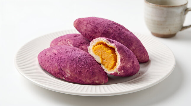 Korean sweet potato bread on a plate,Traditional Asian goguma ppang dessert