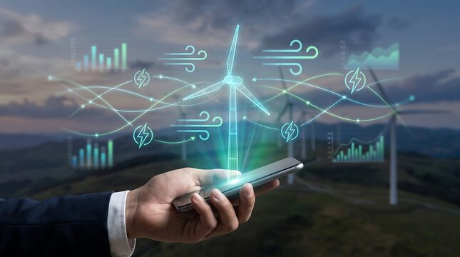 Business professional interacting with glowing data visualization and digital network interface