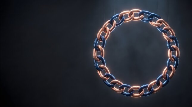 Glowing chain links closing into a protective circle