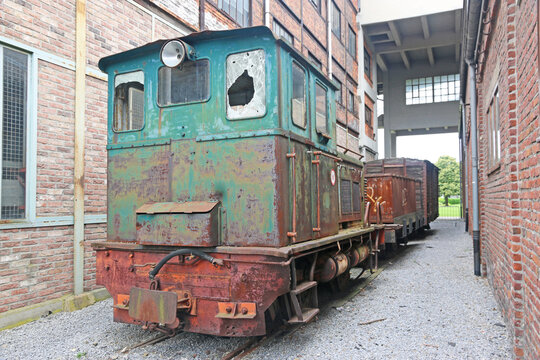 Old train engine in a mine