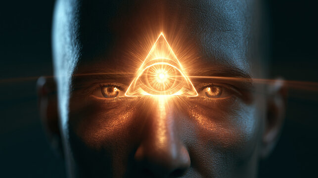 Enlightened Being with Symbolic Eye in Triangle, Spiritual Awakening