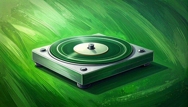 Futuristic Green Industrial Component with Metallic Finish.