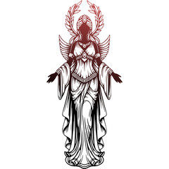 Obraz premium Goddess Angel Silhouette Illustration