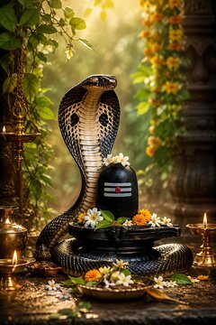 Premium Nag Panchami Greeting Design | Naag Devta Worship | Shravan Festival | Lord Shiva Festival | Indian Hindu Religious Banner with Copy Space