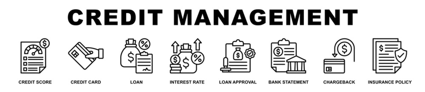 Credit Management banner web icons set vector illustration.