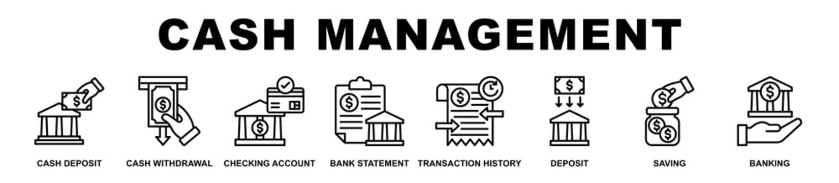 Cash Management banner web icons set vector illustration.