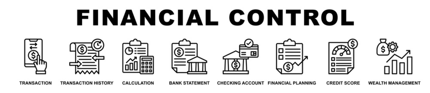 Financial Control banner web icons set vector illustration.