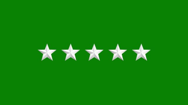 Five star review rating icon animation loop for customer feedback and satisfaction concept on green background