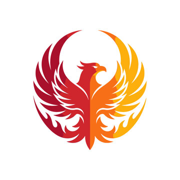 Red and orange phoenix fire bird logo emblem