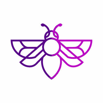 Symmetrical purple butterfly line art icon design.