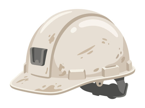 Dirty white construction hard hat isolated on white background