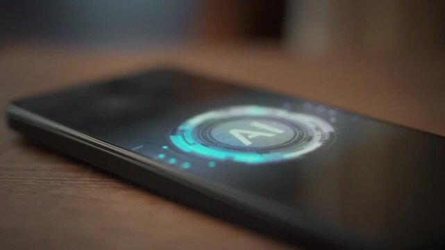 On smartphone screen, animated sequence walks user through installing AI assistant, highlighting each connection step and showcasing how artificial intelligence becomes readily available to everyone