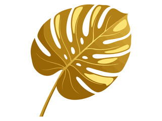 Golden monstera leaf illustration © Vector World