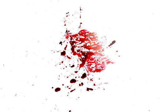 Abstract red blood splatter and paint drops on a black background. Halloween concept