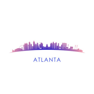 Atlanta skyline silhouette. Vector design colorful illustration