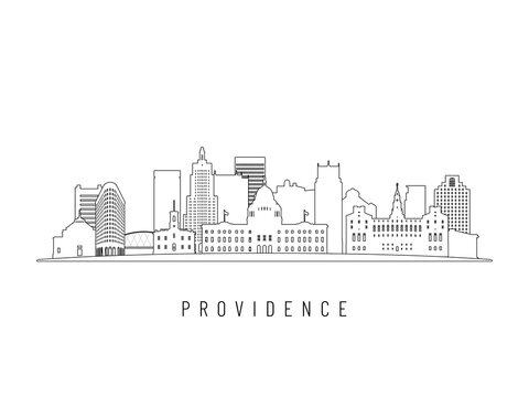 Detailed Providence skyline vector illustration. Providence buildings in line art style, perfect for modern designs.