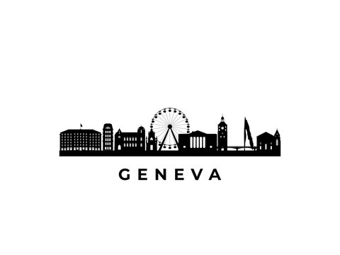 Vector Geneva skyline. Travel Geneva famous landmarks. Business and tourism concept for presentation, banner, web site.