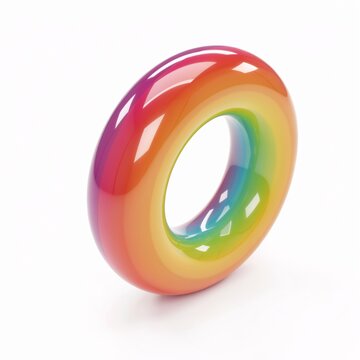 Glossy rainbow colored torus, 3d rendered ring shape