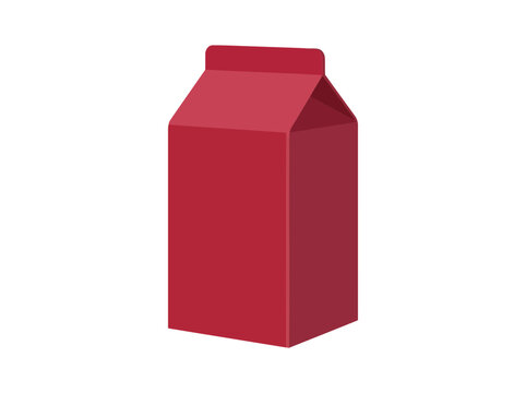 Red milk carton isolated on white background