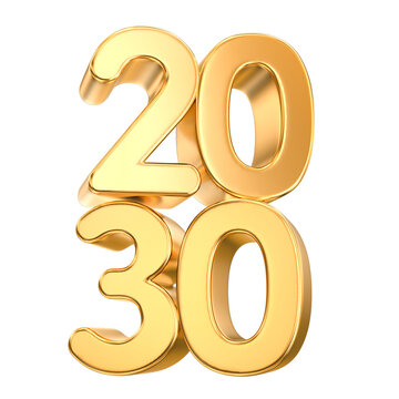 Shiny gold 3D 2030 numerals