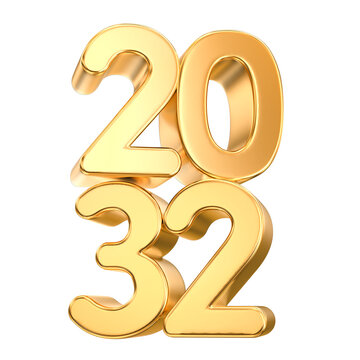 3D gold year 2032 numbers