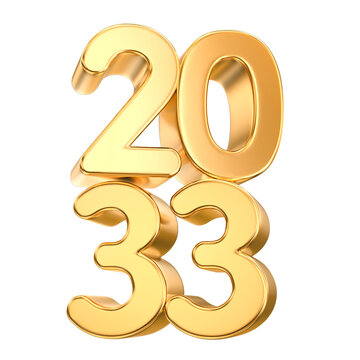 Stacked 3D gold numbers 2033