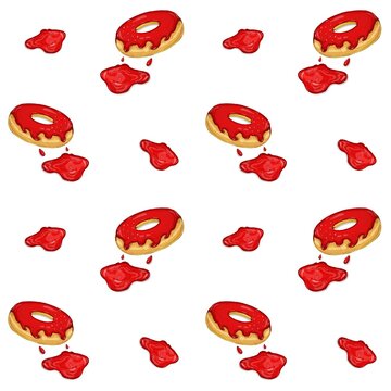 Sweet strawberry donut seamless pattern
