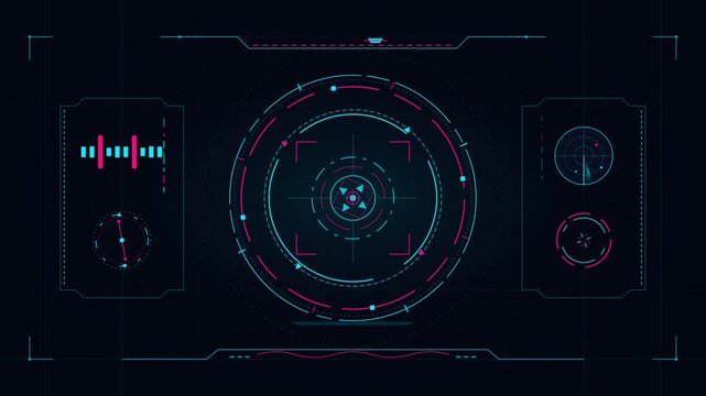 Futuristic HUD interface overlay displaying digital targeting data and radar telemetry on dark background.