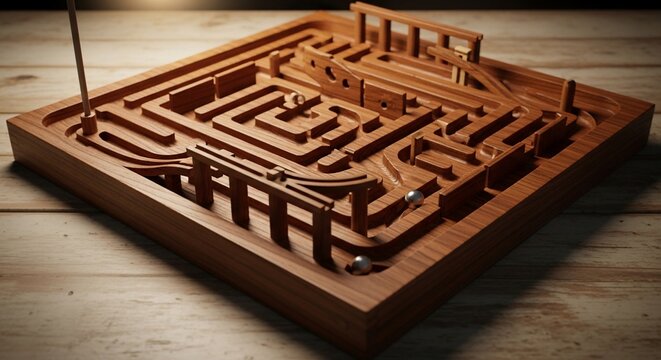 Wooden maze puzzle