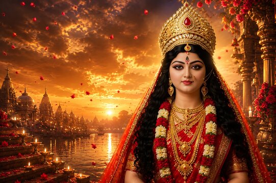 Godess Durga on Maha Navratri, Navadurga, Durga Puja, Sharad Navratri, Jyeshtha Shukla Ashtami/Masik Durga Ashtami, Mahanavami, Vijayadashami, Dussehra, Durga/Mahakali/Jagadamba, Bhavani