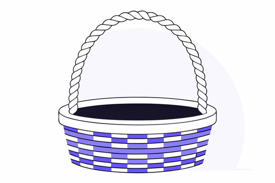 Empty Easter Basket on White Background for Holiday Decor