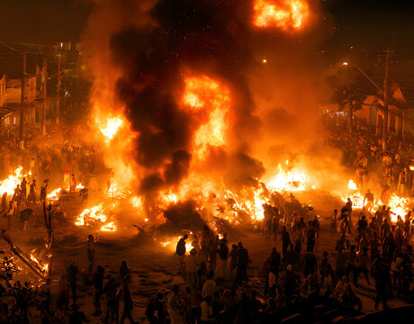 Bonfires of S&atilde;o Jo&atilde;o during Brazilian June Festivals