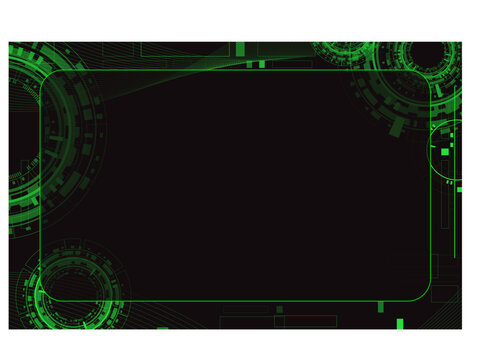 Abstract futuristic technology background with green digital HUD interface