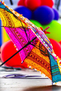 colorful umbrella at a festival 