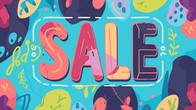 Bold Sale Banner with Vibrant Confetti Background and 3D Text Effect Illustration