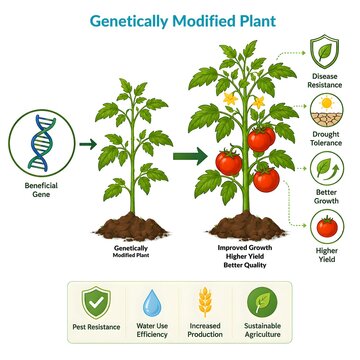 Genetic Modification in Plants for Improved Growth and Resource-Efficient Farming