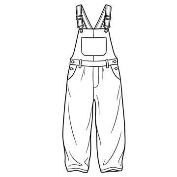 overalls jumpsuit outline vector illustration